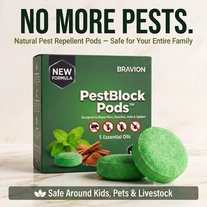 PestBlock Pods natural pest repellent repels mice ants roaches safe for kids and pets